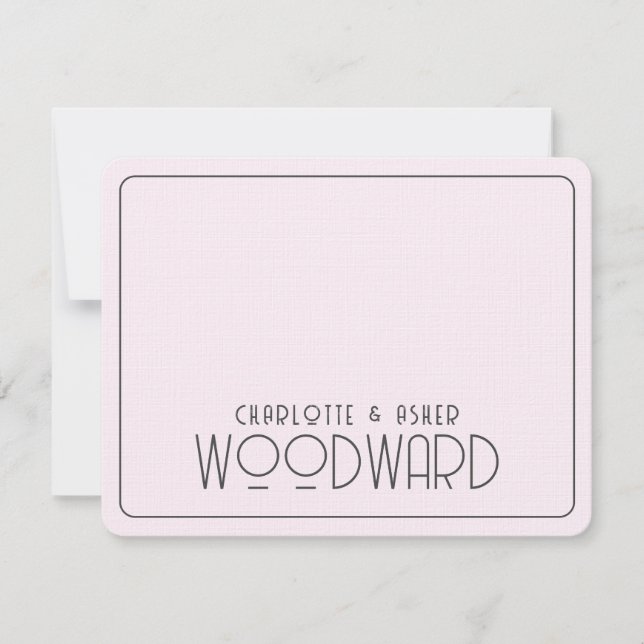Monogram, frisch gezapft, rosafarbener Linen Mitteilungskarte (Vorderseite)