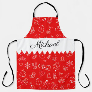 Monogram Frohe Weihnachten und glücklich Neues Ja Schürze