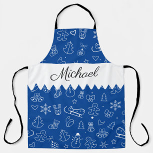 Monogram Frohe Weihnachten und glückliches Neues Schürze