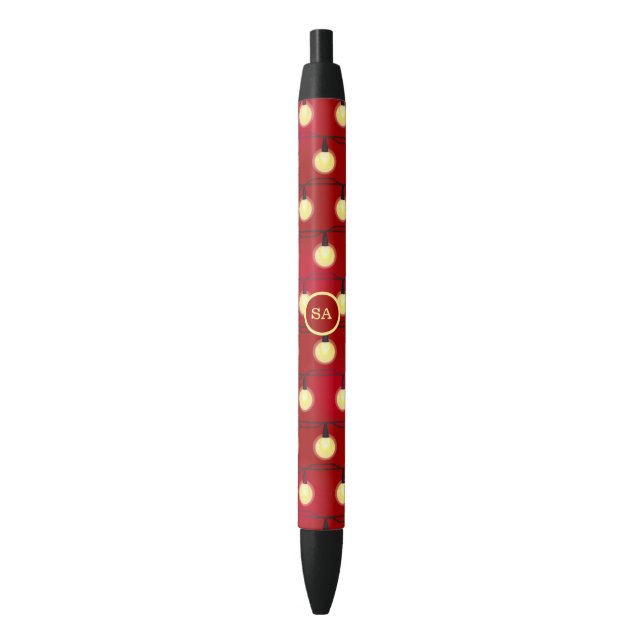 Monogram Frohe Weihnachtsleuchten Rot Kugelschreiber (Vorderseite Vertikal)
