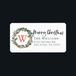 Monogram Frory Christmas Greenerity Wreath Holiday Adressaufkleber<br><div class="desc">Dieses schlicht elegante "fröhliche Weihnachten"-Adressetikett zeichnet sich durch einen weißen Hintergrund mit einem Monogramm in Rot und einem grünen Kranz in Aquarell aus. Personalisieren Sie es für Ihre Bedürfnisse. In meinem Geschäft finden Sie passende Produkte.</div>