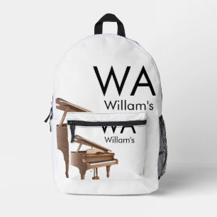 Monogram fügt Anfangsbuchstabenname Text Piano Mus Bedruckter Rucksack