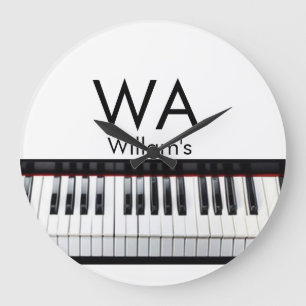 Monogram fügt Anfangsbuchstabenname Text Piano Mus Große Wanduhr