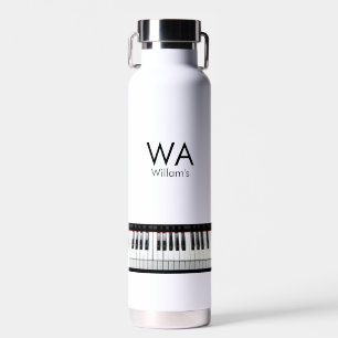 Monogram fügt Anfangsbuchstabenname Text Piano Mus Trinkflasche