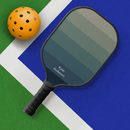 Monogram Full Name Colorful Green Blue Gradient Pickleball Schläger