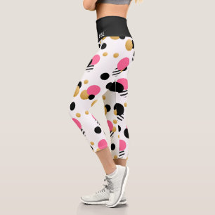 Monogram Fun Girly Polka Dot Modernes Muster Capri Leggings