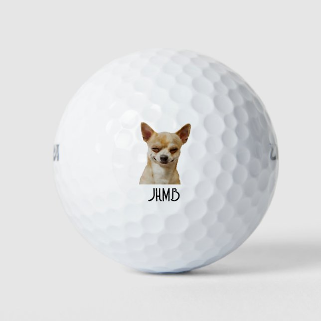 Monogram Fun Winking Chihuahua Dog Humor Golfball (Vorderseite)
