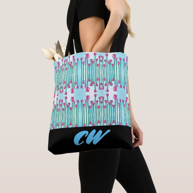 Monogram Funky Floral Boho Tote Bag (Von Nahem)