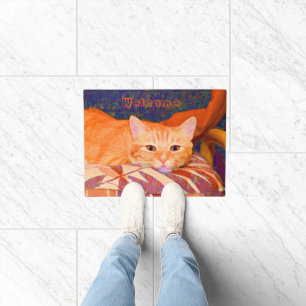 Monogram Funny Niedlich Bright Orange Tabby Cat Fußmatte