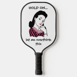 Monogram Funny Retro Frau überdenkt das Pickleball Schläger