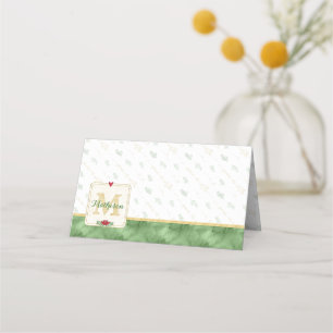 Monogram für Aquarellfarben grün und Gold Weltfr Platzkarte