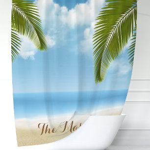 Monogram für Beach Sand und Ocean Palm Trees Duschvorhang