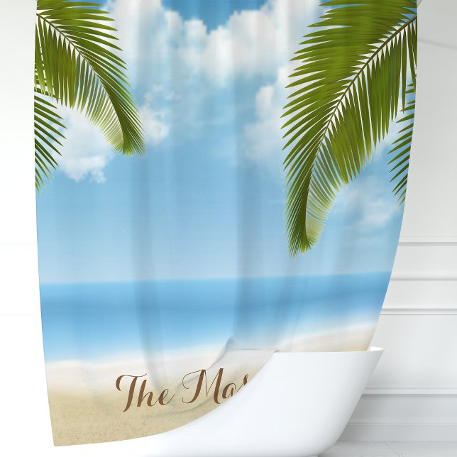 Monogram für Beach Sand und Ocean Palm Trees Duschvorhang (Von Creator hochgeladen)