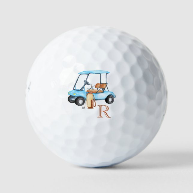 Monogram für benutzerdefinierte Kartenketten Golfball (Vorderseite)