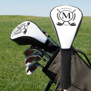 Monogram für Black Name auf White Golf Club Head Headcover