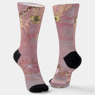Monogram für den benutzerdefinierten rosa-goldenen socken