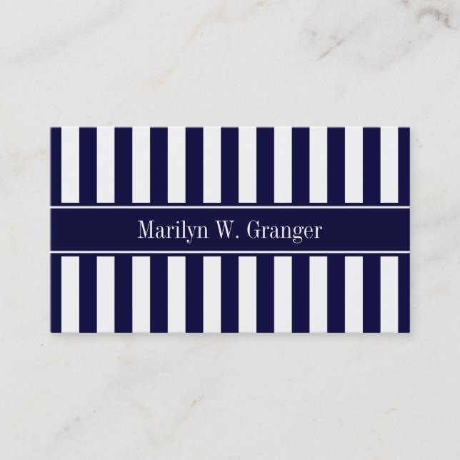 Monogram für den blauen Ribbon-Namen der Navy Whit Visitenkarte (Vorderseite)