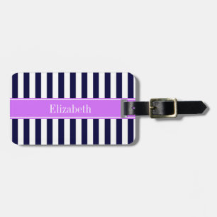 Monogram für den blauen Streifen Lilac Name Gepäckanhänger