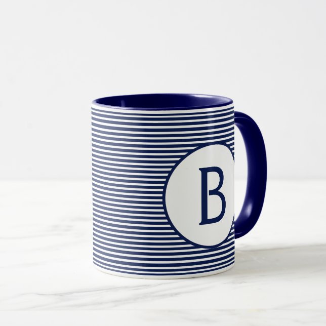 Monogram für den blauen Streifen Tasse (VorderseiteRechts)