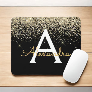 Monogram für den Gold Black Luxury Glitzer Mousepad