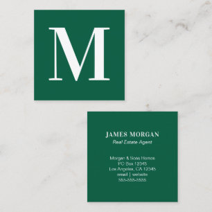 Monogram für den Grünen und Weißen Single Quadratische Visitenkarte