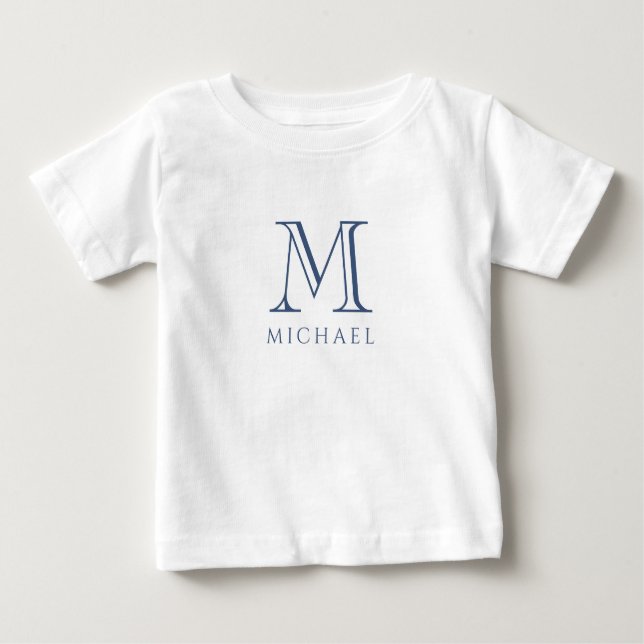 Monogram für die Blue-Initials von Boy Baby T-shirt (Vorderseite)