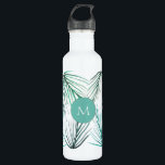 Monogram für die grünen tropischen Palm-Blätter Edelstahlflasche<br><div class="desc">Personalisieren Sie mit einer ersten Wasserflasche mit meinen tropischen,  grünen Blätter der Palmen.</div>