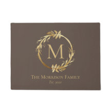 Monogram für elegante Brown & Gold Wreath Familien