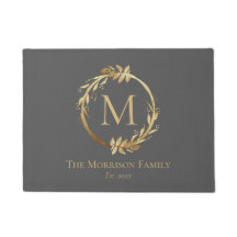 Monogram für elegante Graue & Gold-Kranz-Familie