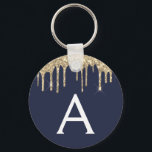 Monogram für Gold Navy Blue Girl Funkelnd Glitzer Schlüsselanhänger<br><div class="desc">Gold und Navy Blue Imitate Funkelnd Glitzer Eleganter Schlüsselanhänger. Diese Schlüsselanhänger können so angepasst werden,  dass sie Ihren Anfangs- und Vornamen enthalten. Diese mädchenhaften Schlüsselketten machen großartige 16 Geburtstage-,  Brautparty-,  Hochzeit- oder Junggeselinnen-Abschied-Gefallen oder Geschenke.</div>