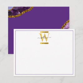 Monogram für lila und Gold Agate Geode Glitzer Mitteilungskarte