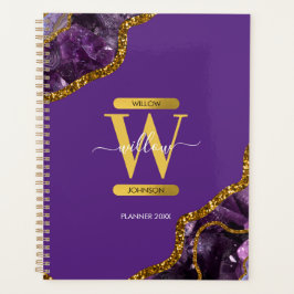 Monogram für lila und Gold Agate Geode Glitzer Planer