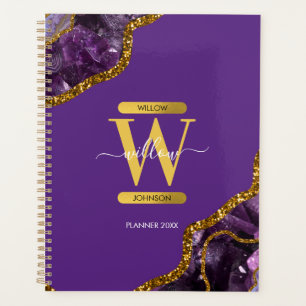 Monogram für lila und Gold Agate Geode Glitzer Planer