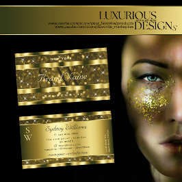 Monogram für Luxuriöse Gold Glitzer Luminous Stars Visitenkarte