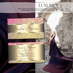 Monogram für luxuriöse Gold Pink Lila Glitzer St Visitenkarte