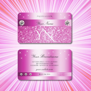 Monogram für Luxury Girly Pink Glitzer Sparkling  Visitenkarte