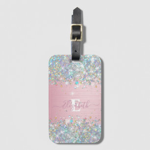 Monogram für moderne blush Holographic Imitats Gli Gepäckanhänger
