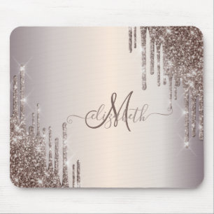 Monogram für moderne Coole Glitzer-Tropfen Mousepad
