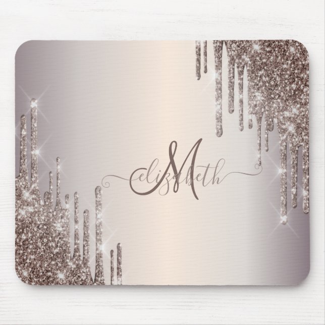 Monogram für moderne Coole Glitzer-Tropfen Mousepad (Vorne)