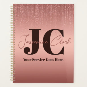 Monogram für moderne Gold Rose Glitzer Planer