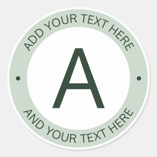 Monogram für moderne Logo-Stile | Grün/Weiß Runder Aufkleber (Vorderseite)