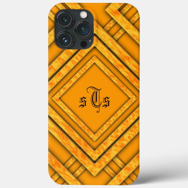Monogram für moderne Orange Diamonds Case-Mate iPhone Hülle (Rückseite)