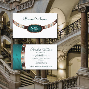 Monogram für moderne Schwarzweißfarben und Aquam Visitenkarte