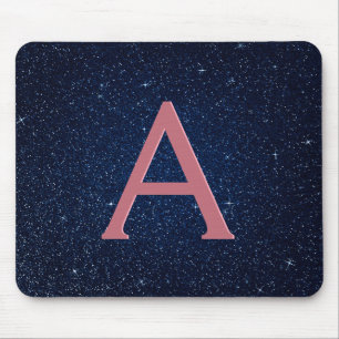 Monogram für Navy Blue & Rose Gold Sparkle Glitzer Mousepad