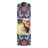 Monogram für Navy und Coral Ikat Paisley Custom Fo