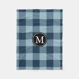 Monogram für Navy und Light Blue Buffalo Karo Fleecedecke