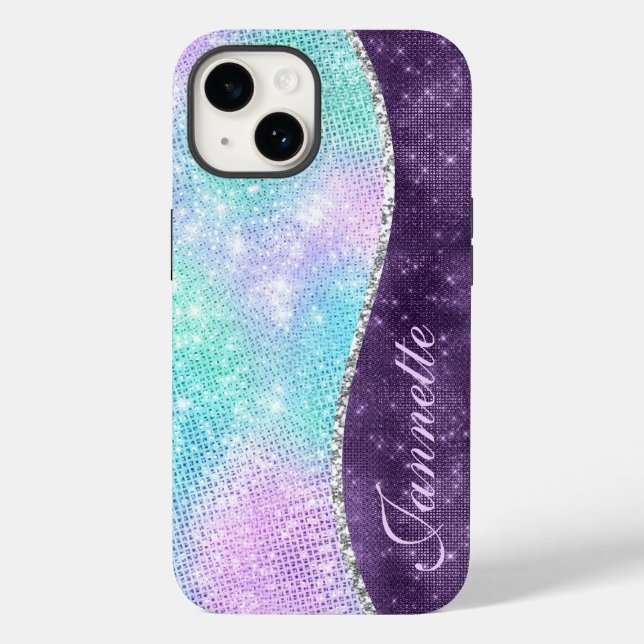 Monogram für niedliche Iridescent Lavendel Imitats Case-Mate iPhone Hülle (Rückseite)