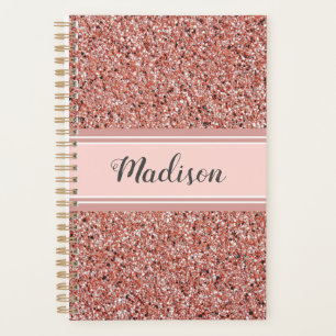 Monogram für personalisiert rosa Rose Gold Glitze Planer