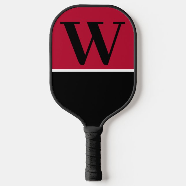 Monogram für Schwarz-Rot-Uni Pickleball Schläger (Vorderseite)