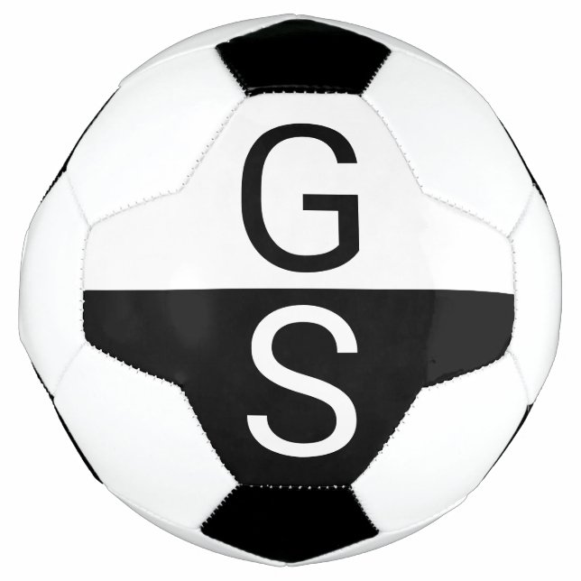 Monogram für Schwarz-Weiß-Moderne Initialen Fußball (Vorderseite)